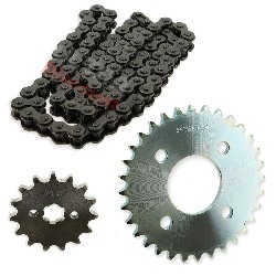 Kit de transmisión cadena + piñón + corona para Skymax ST125-6-6A