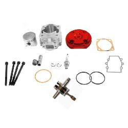 Kit 53cc 4 tranfers + cigüeñal Racing bulón 10mm (tipo B, ROJO)