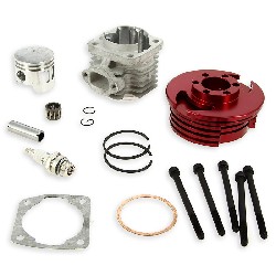 Kit 53cc 4 tranfers bulón de 12mm (tipo C, ROJO), Piezas minimoto Supermoto