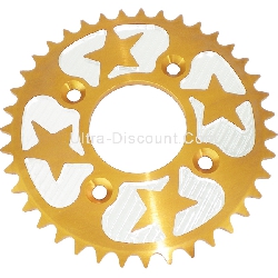 Corona Pit Bike de 39 dientes Corazón alu. (ORO-alu, tipo 1, 420)