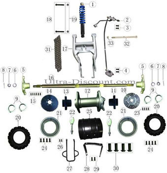 Amortiguador trasero quad Shineray 200cc (245mm) 